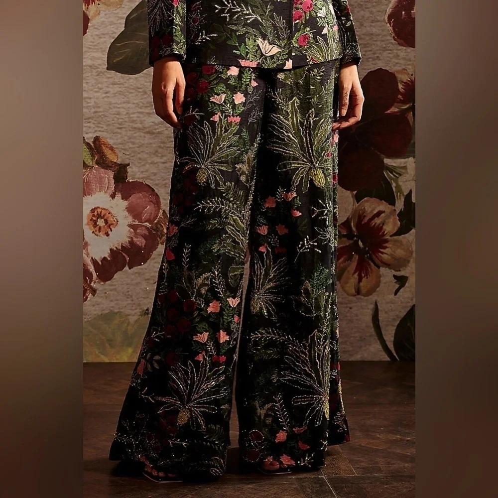 Prints by Radhika Jaipur, multi colored flared pants, size 28